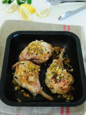 Pork Chops with Lemon, Oregano & Caper Crumbs