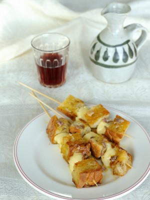 Cheese, Toast & Anchovy Skewers