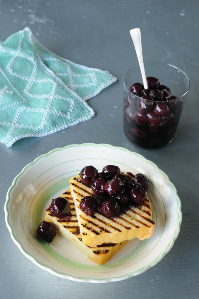 Grilled Lemon Cake with Cherry Compote