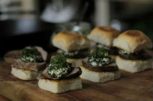 Lamb, Goats Cheese and Mint Jelly Sliders - by Al Brown