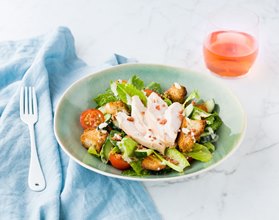 Smoked Chicken and Bacon Caesar with Garlic Croutons