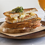 Last night’s roast pork caramelized apple Sourdough toastie with sage butter