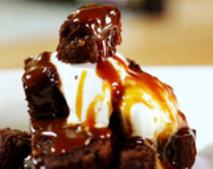 Sticky chocolate Brownie Sundae with a Butterscotch sauce
