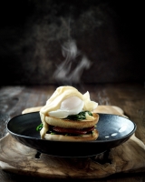 Smoked Chorizo Eggs Benedict on Loaf English Muffin