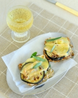 Toasted eggplant, taleggio and walnut sandwiches - gluten free