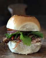 The Asian - Peking style confit duck with a spicy herb salad Sliders