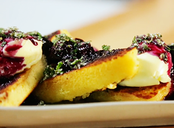 Grilled Lemon Loaf With Blueberry Compote, Mascarpone & Mint Sugar